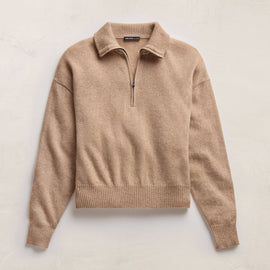 Italian Spun Cashmere Half Zip in Soft Beige/Stucco | James Perse Los Angeles