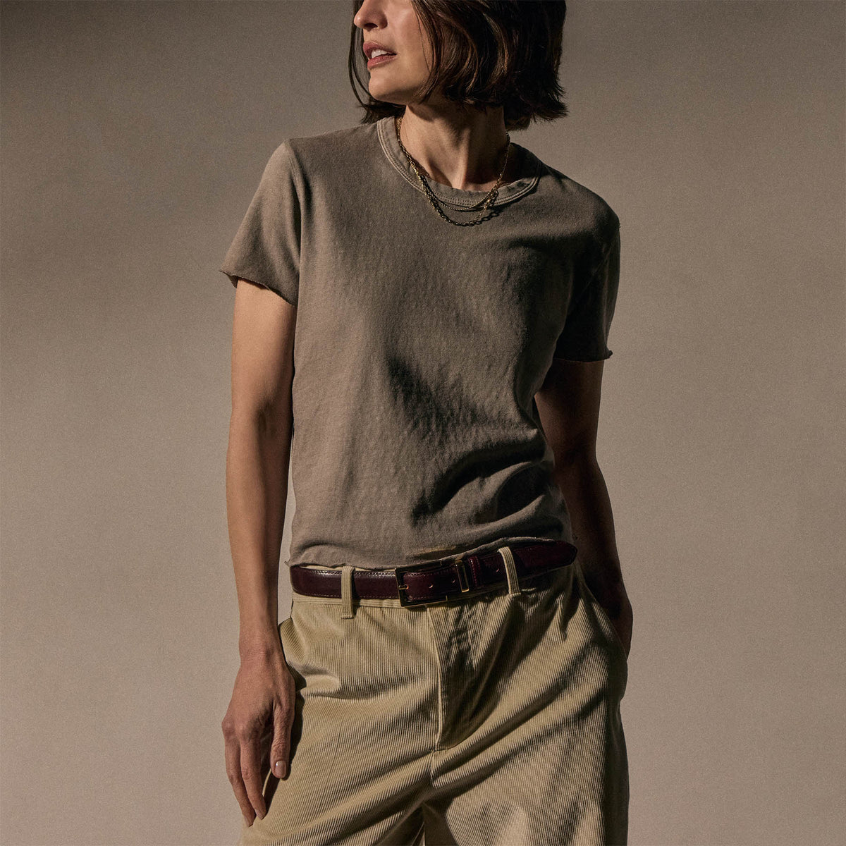 Slub Jersey Shrunken Tee in Concrete Pigment | James Perse Los Angeles / womens