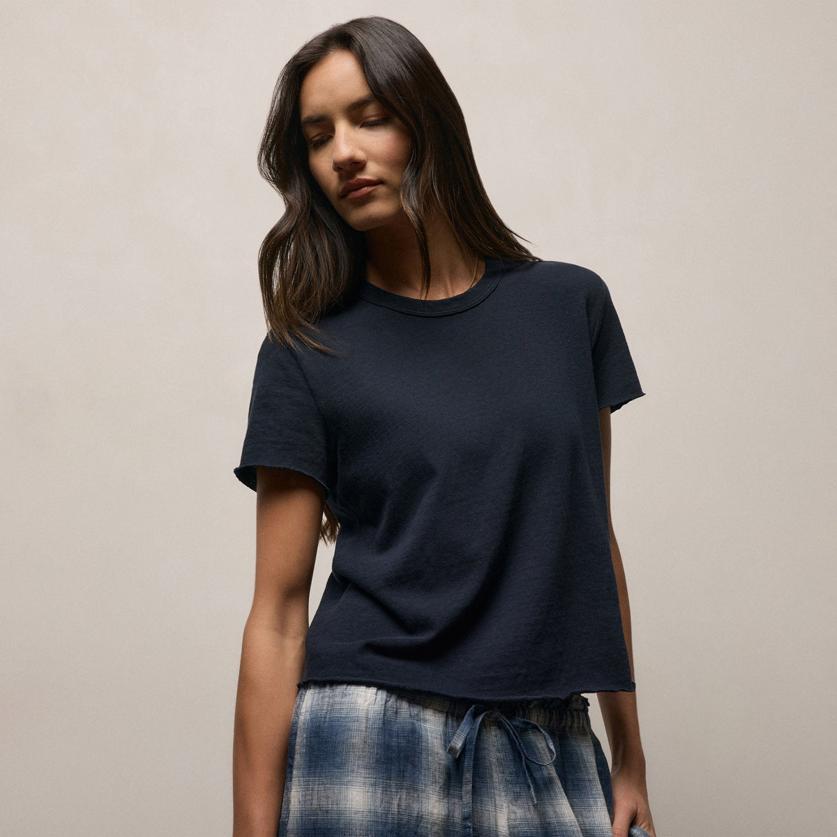 Slub Jersey Shrunken Tee in Classic Navy | James Perse Los Angeles