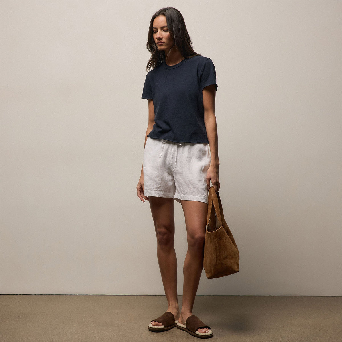 Slub Jersey Shrunken Tee in Classic Navy | James Perse Los Angeles