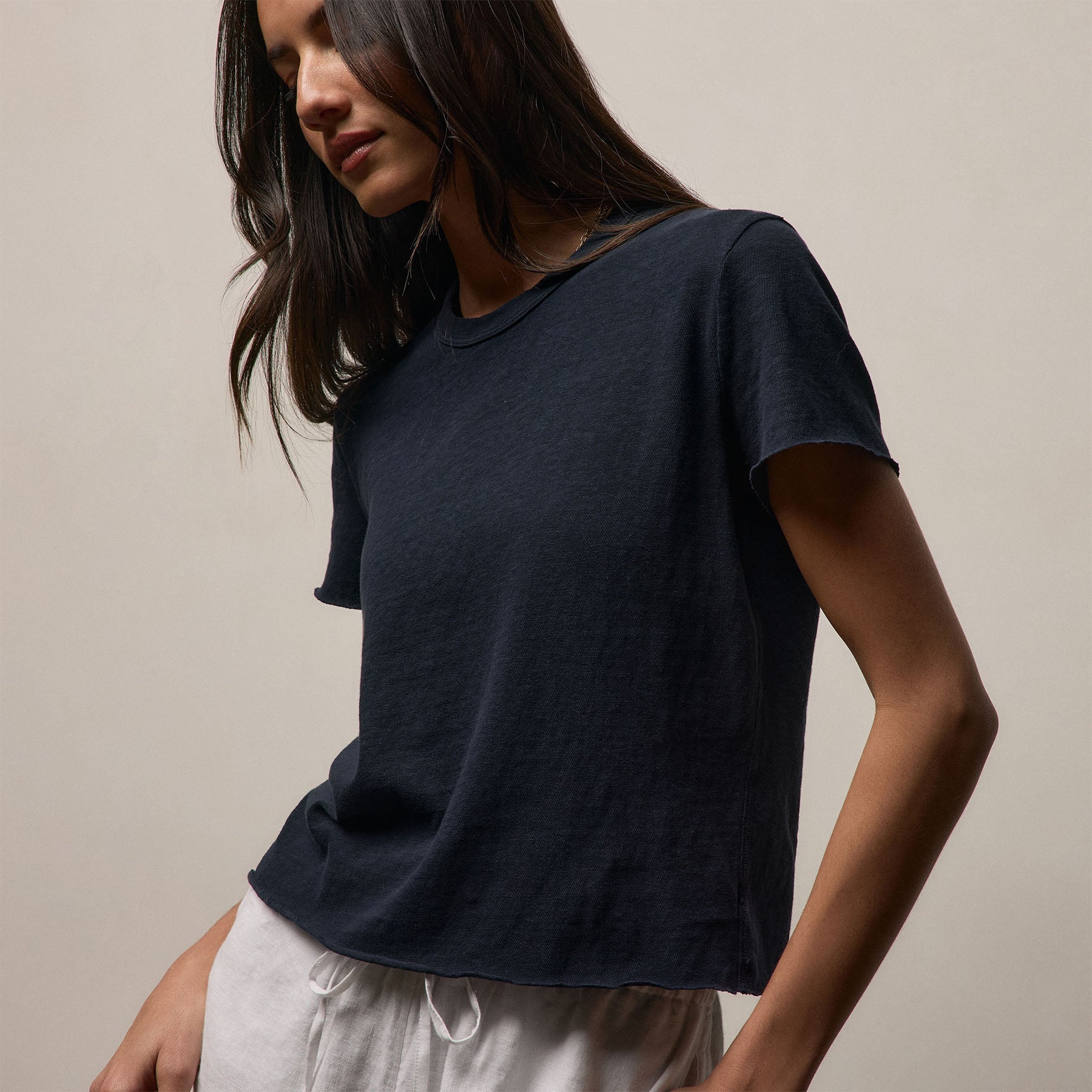 Slub Jersey Shrunken Tee in Classic Navy | James Perse Los Angeles