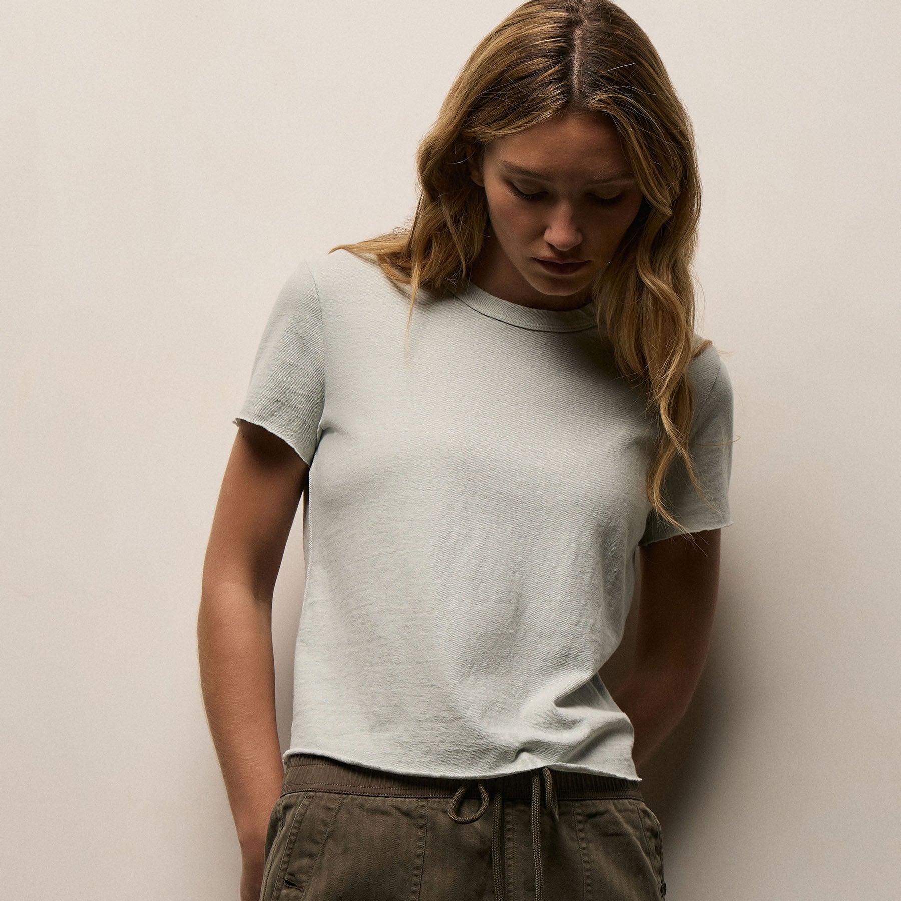 Slub Jersey Shrunken Tee in Celery Pigment | James Perse Los Angeles