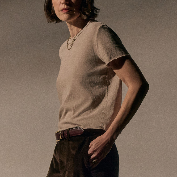 Slub Jersey Shrunken Tee in Stone Pigment | James Perse Los Angeles