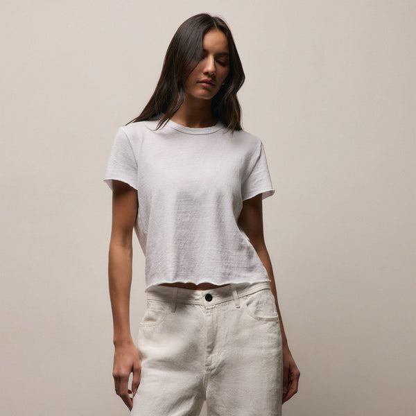Slub Jersey Shrunken Tee in White | James Perse Los Angeles