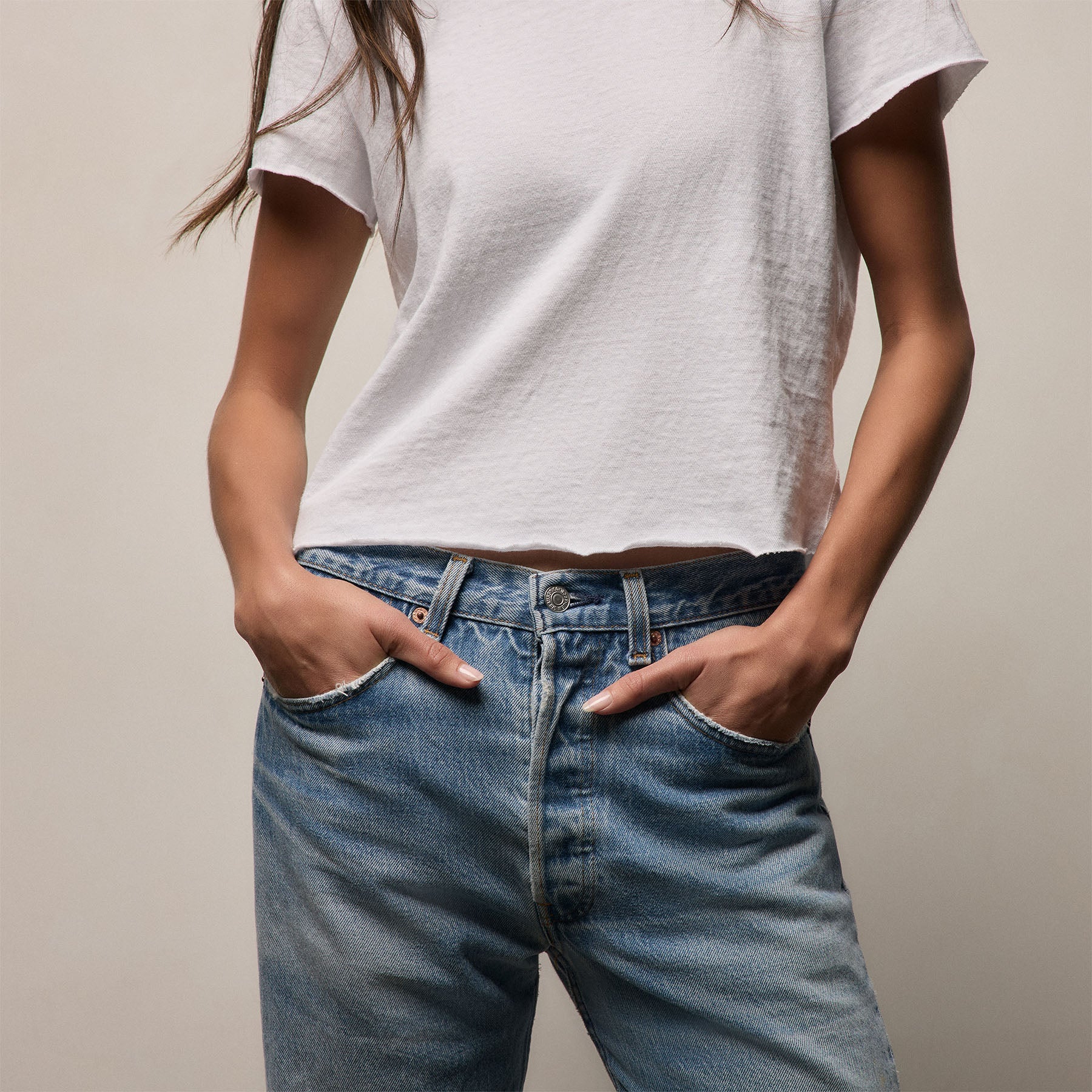 Slub Jersey Shrunken Tee - White | James Perse Los Angeles