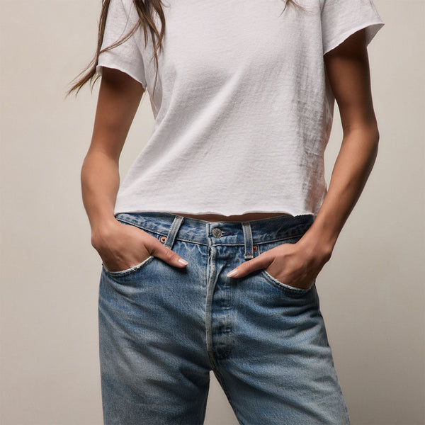 Slub Jersey Shrunken Tee in White | James Perse Los Angeles