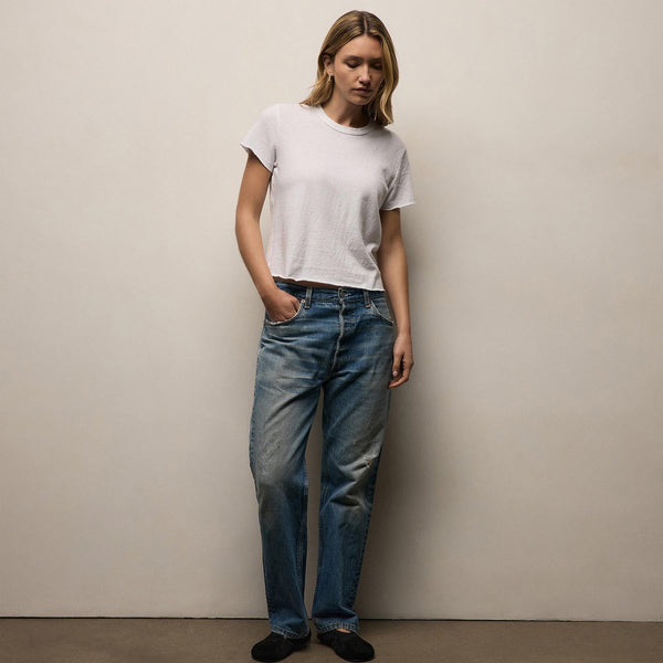 Slub Jersey Shrunken Tee in White | James Perse Los Angeles