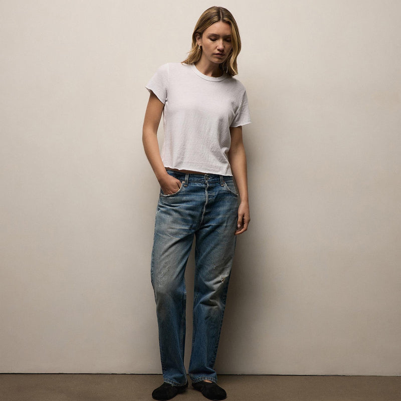 Slub Jersey Shrunken Tee in White | James Perse Los Angeles