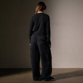 Slub Jersey Shrunken Henley in Black | James Perse Los Angeles