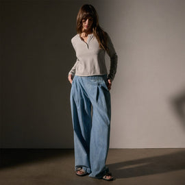 Slub Jersey Shrunken Henley in Salt Pigment | James Perse Los Angeles