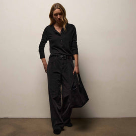 Slub Jersey Tunic Henley In Black | James Perse Los Angeles