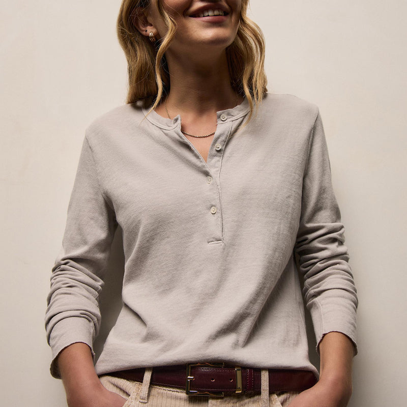 Slub Jersey Tunic Henley In Salt Pigment | James Perse Los Angeles