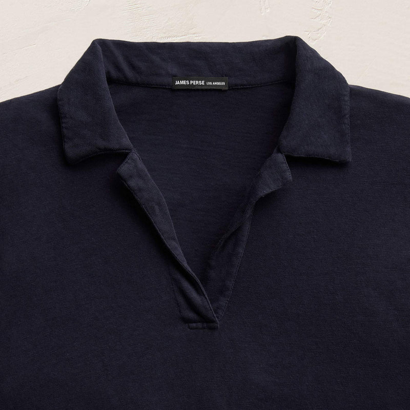 Slub Jersey Open Polo in Classic Navy | James Perse Los Angeles