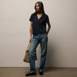 Slub Jersey Open Polo in Classic Navy | James Perse Los Angeles