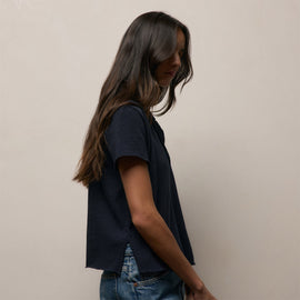 Slub Jersey Open Polo in Classic Navy | James Perse Los Angeles