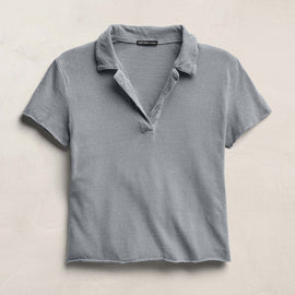 Slub Jersey Open Polo in Ore Pigment | James Perse Los Angeles