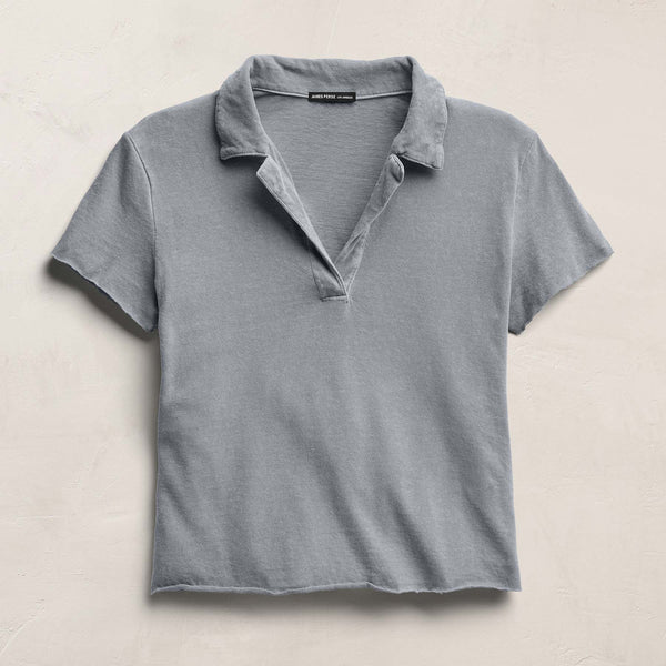 Slub Jersey Open Polo in Ore Pigment | James Perse Los Angeles