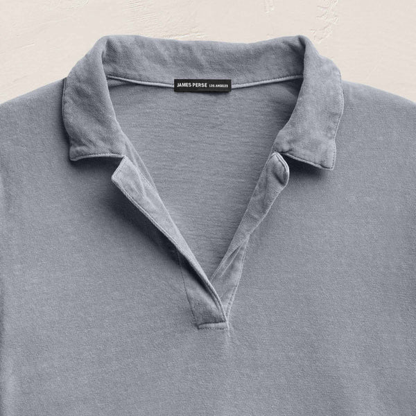 Slub Jersey Open Polo in Ore Pigment | James Perse Los Angeles