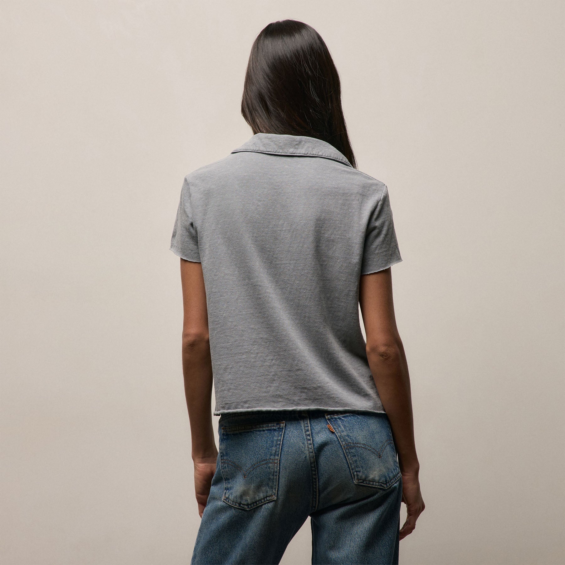 Slub Jersey Open Polo in Ore Pigment | James Perse Los Angeles