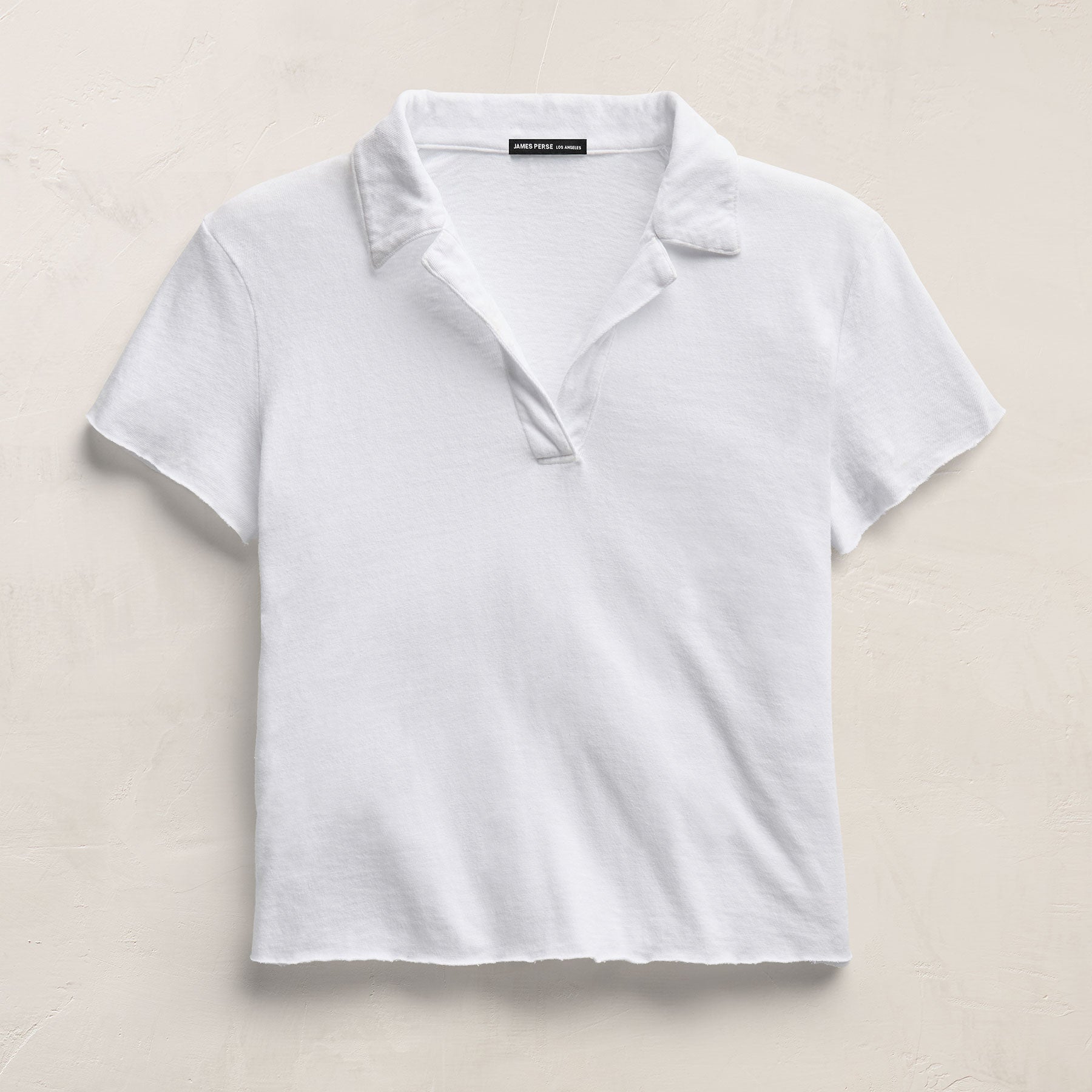 Slub Jersey Open Polo in White | James Perse Los Angeles