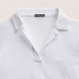 Slub Jersey Open Polo in White | James Perse Los Angeles