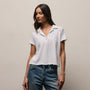 Slub Jersey Open Polo in White | James Perse Los Angeles