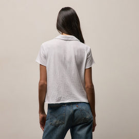 Slub Jersey Open Polo in White | James Perse Los Angeles