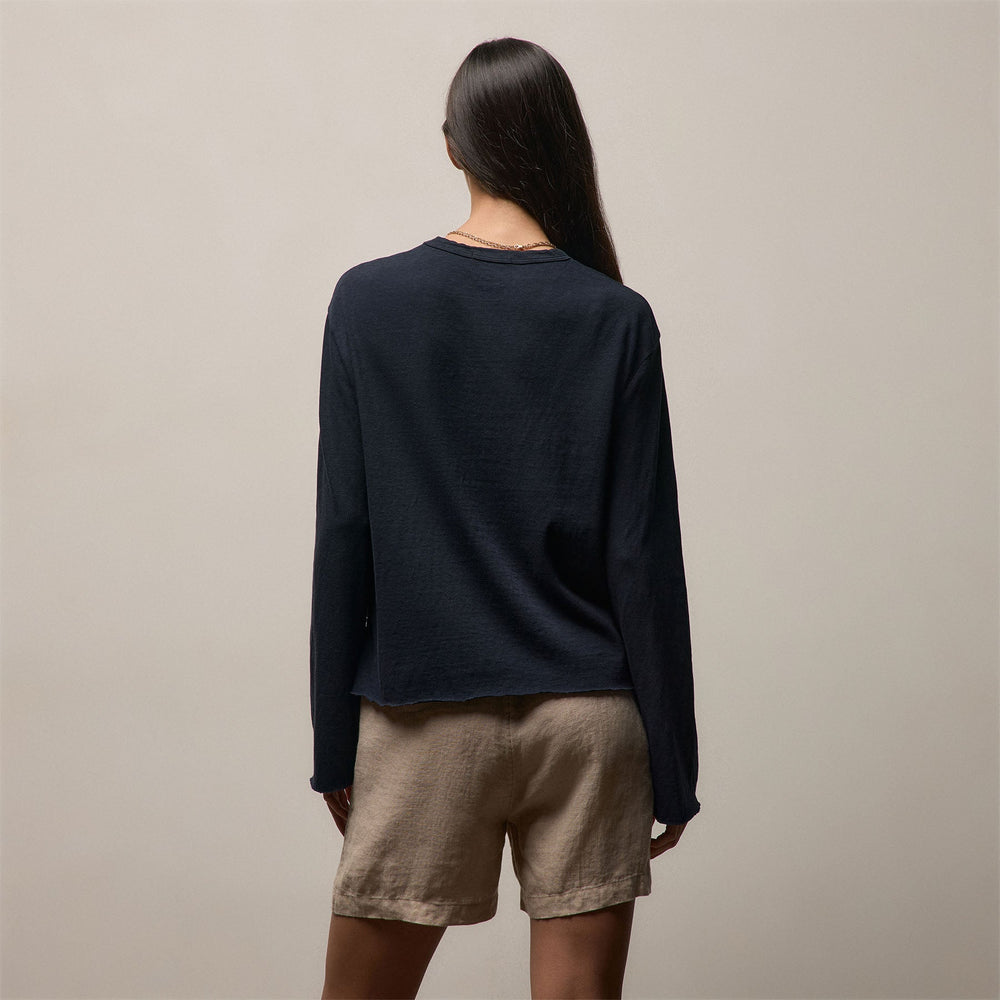 Slub Jersey Long Sleeve Tee in Classic Navy | James Perse Los Angeles