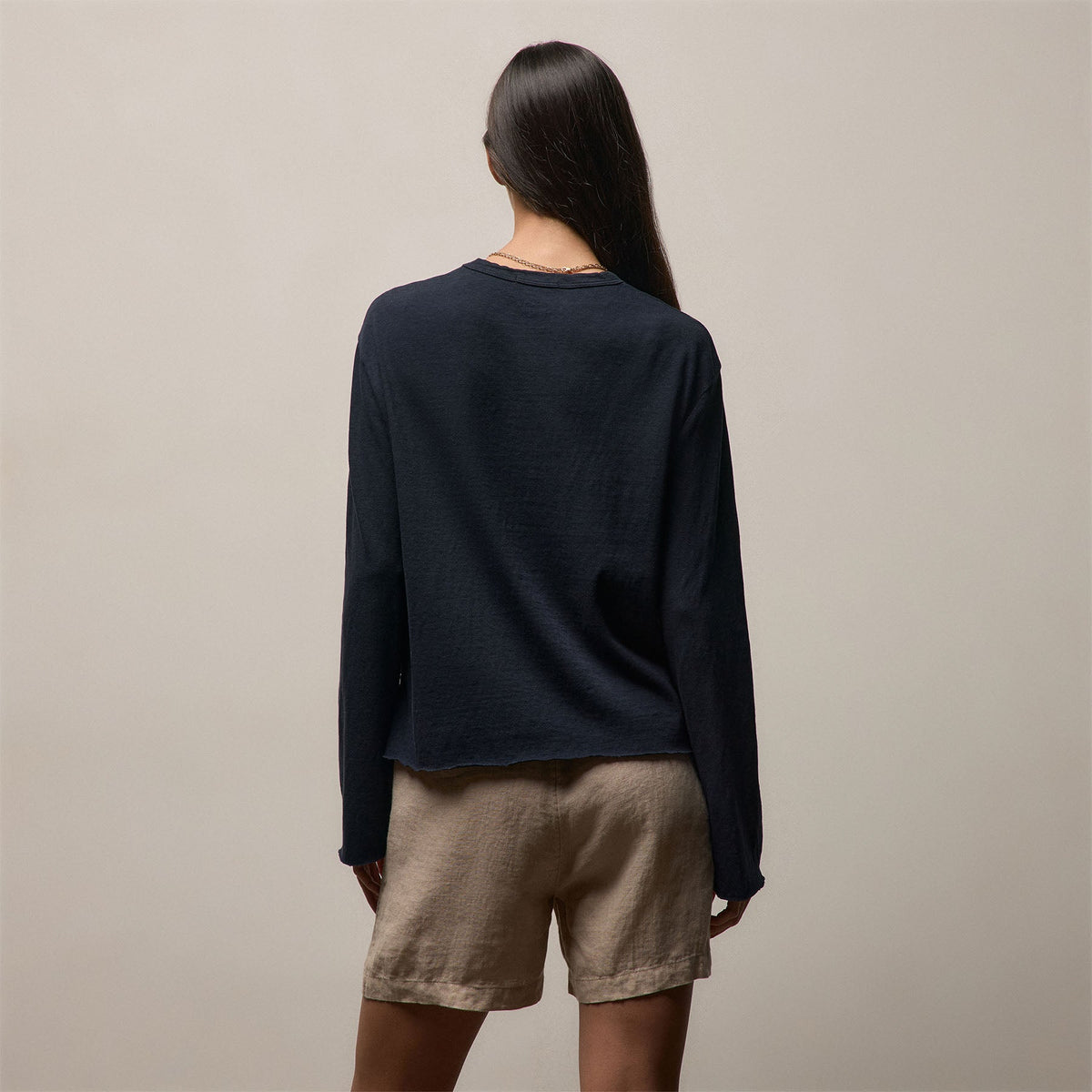 Slub Jersey Long Sleeve Tee in Classic Navy | James Perse Los Angeles