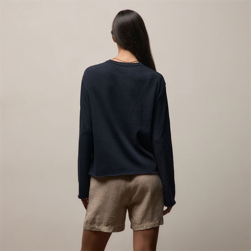 Slub Jersey Long Sleeve Tee in Classic Navy | James Perse Los Angeles