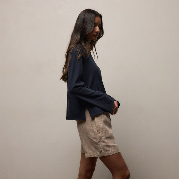 Slub Jersey Long Sleeve Tee in Classic Navy | James Perse Los Angeles