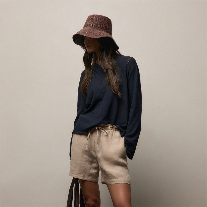 Slub Jersey Long Sleeve Tee in Classic Navy | James Perse Los Angeles