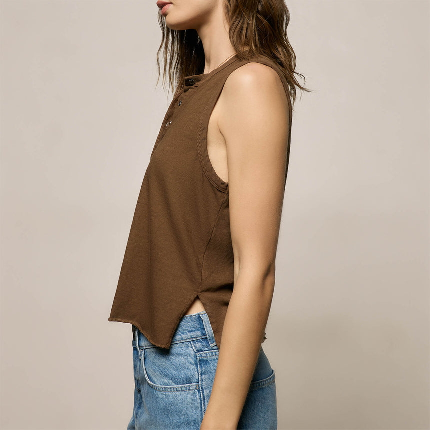 Slub Jersey Henley Tank in Cocoa | James Perse Los Angeles