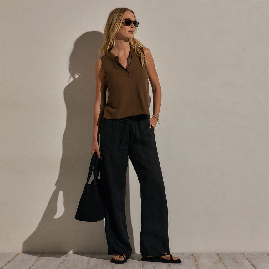 Slub Jersey Henley Tank in Cocoa | James Perse Los Angeles