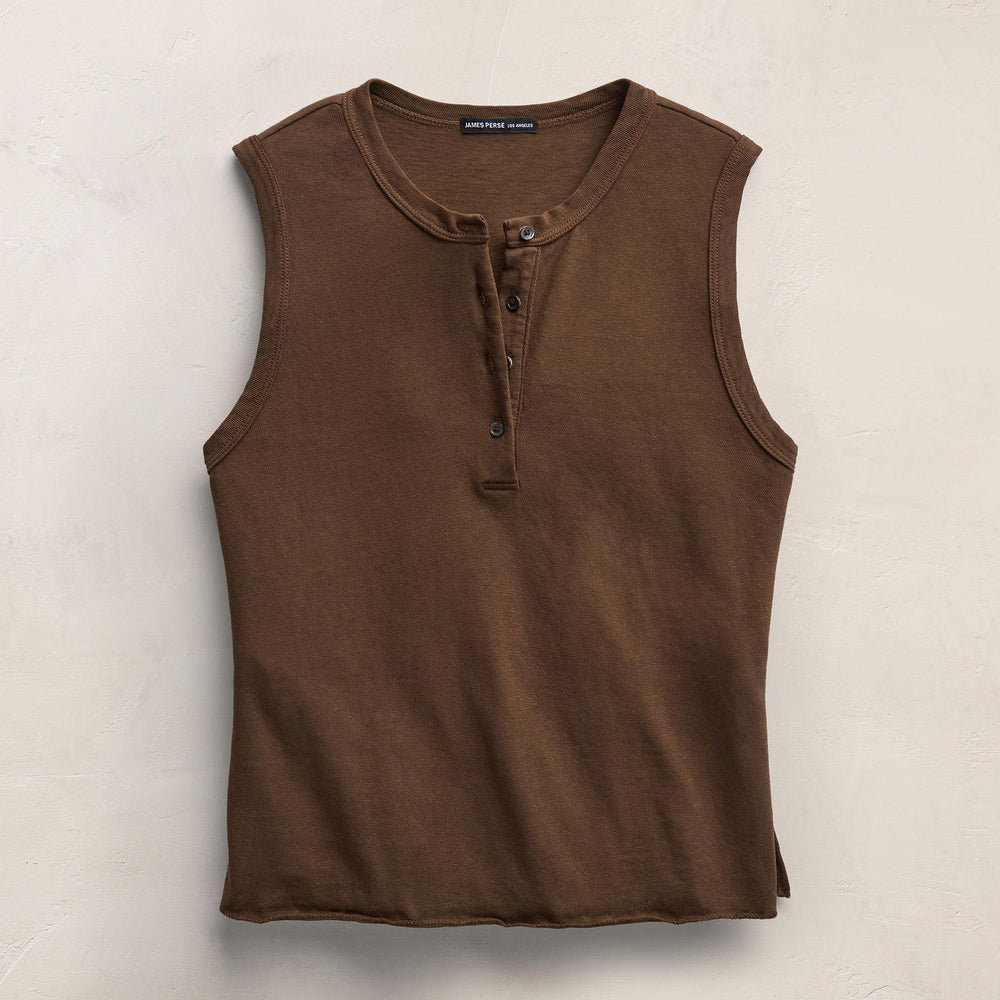 Slub Jersey Henley Tank in Cocoa | James Perse Los Angeles