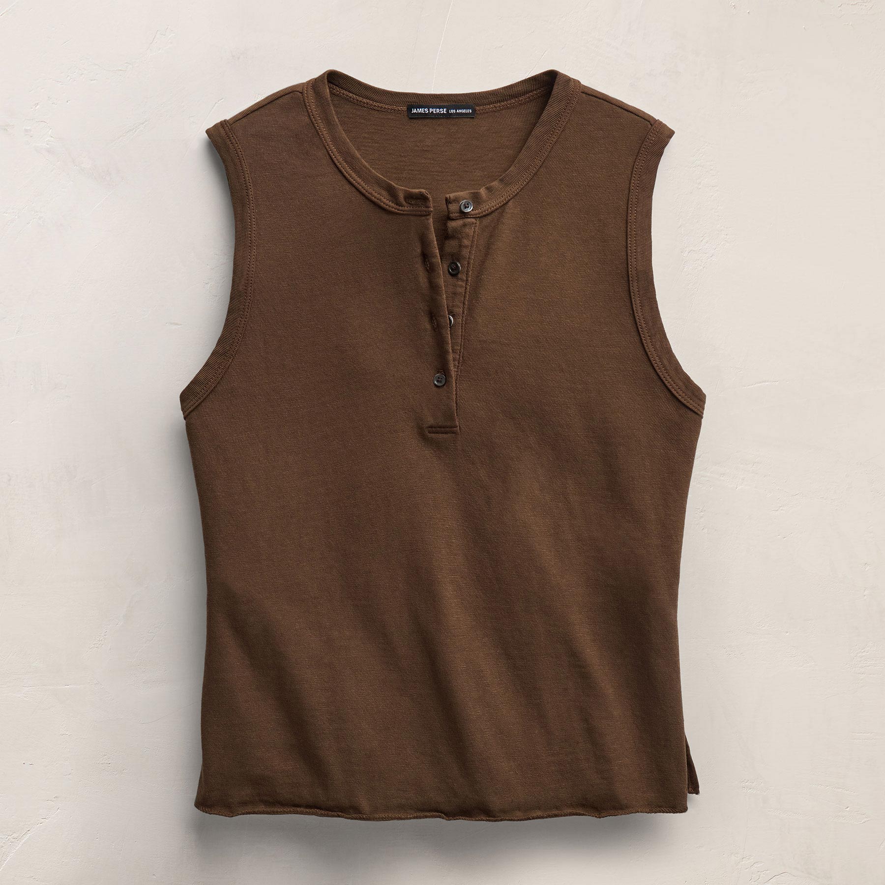Slub Jersey Henley Tank in Cocoa | James Perse Los Angeles