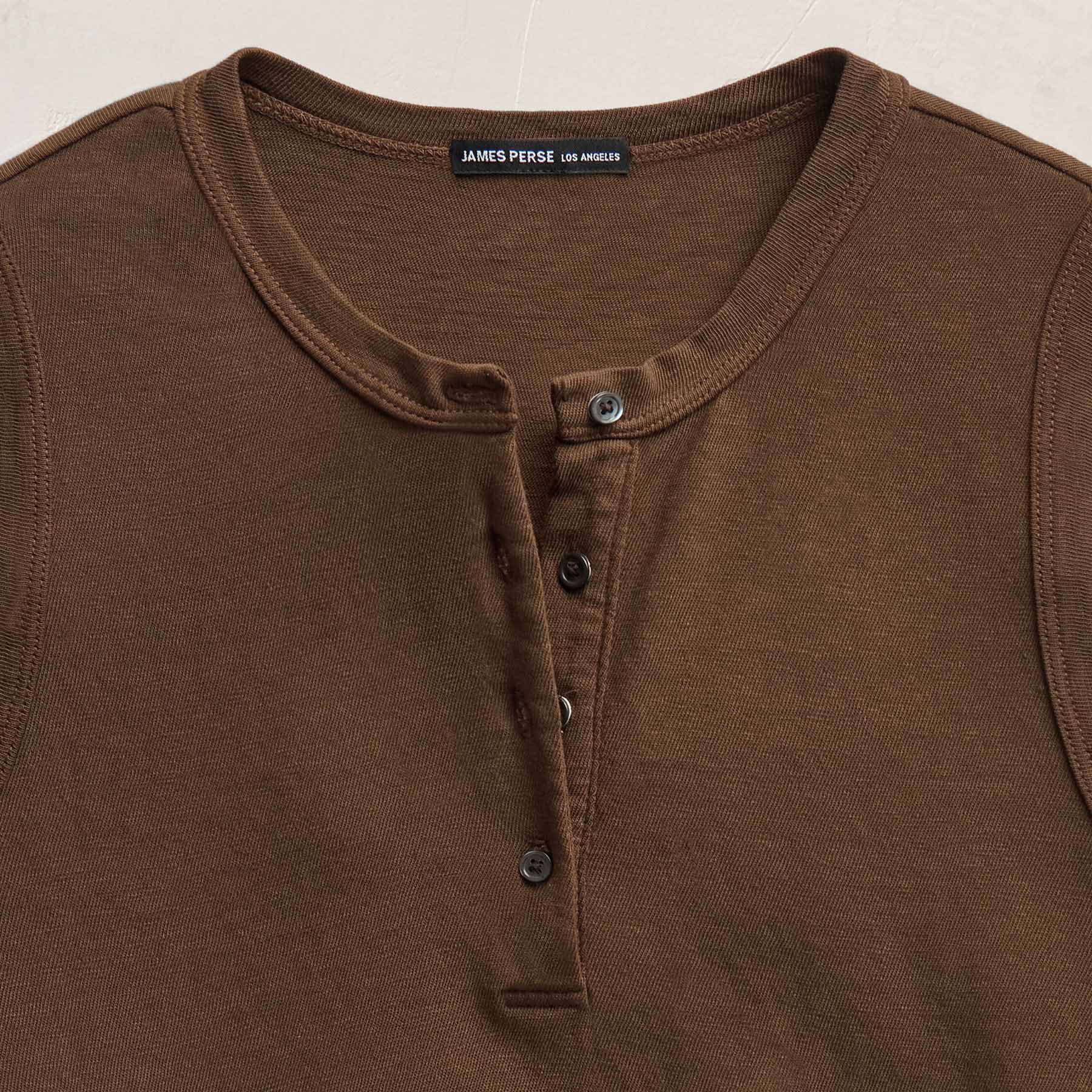Slub Jersey Henley Tank in Cocoa | James Perse Los Angeles