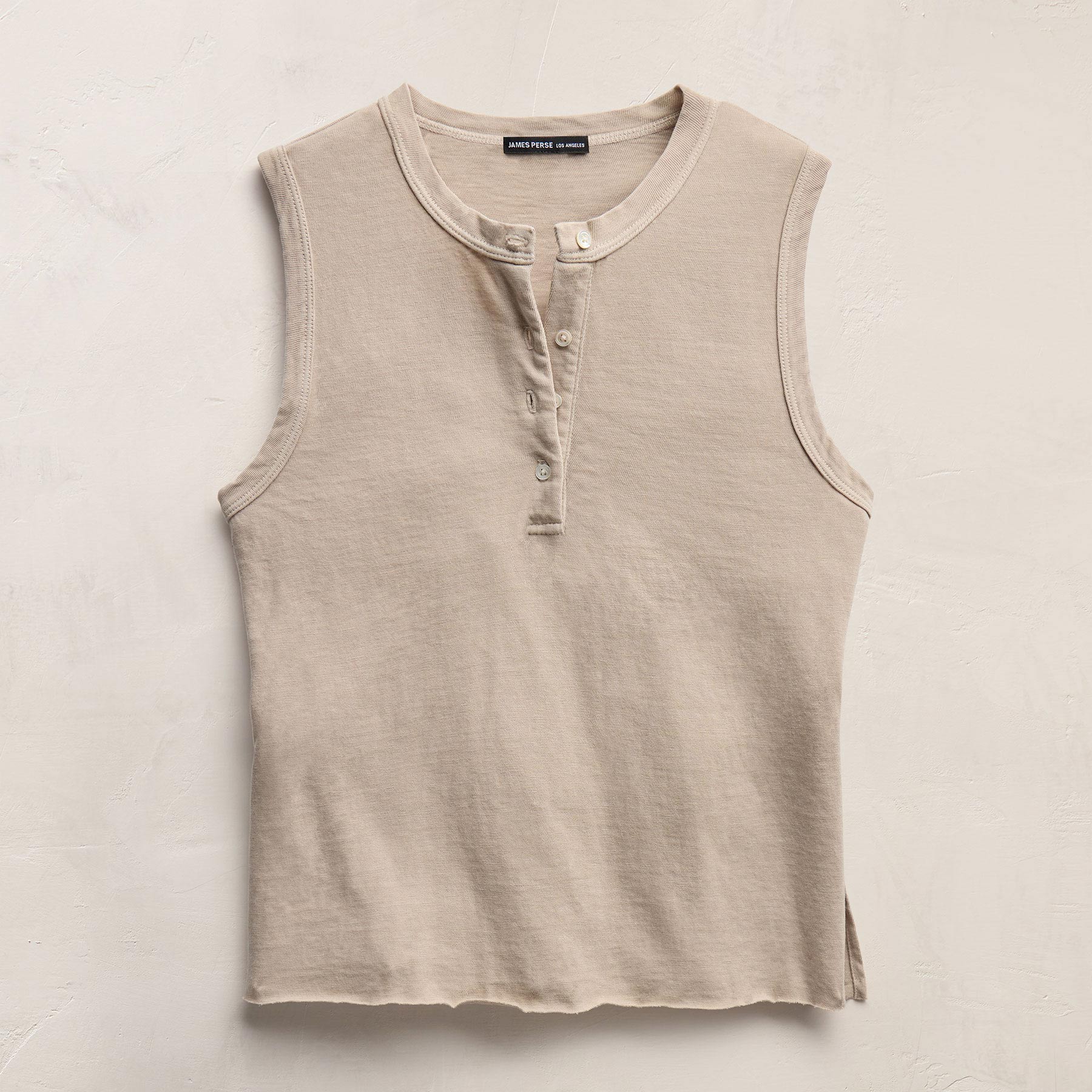 Slub Jersey Henley Tank in Stone Pigment | James Perse Los Angeles