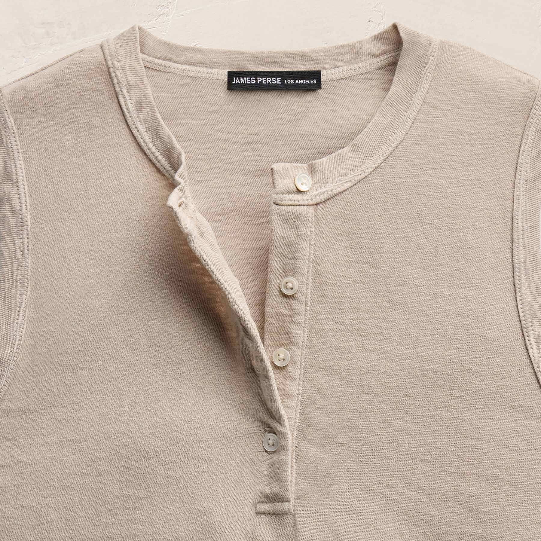 Slub Jersey Henley Tank in Stone Pigment | James Perse Los Angeles