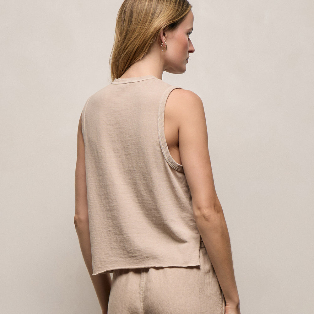 Slub Jersey Henley Tank - Stone Pigment