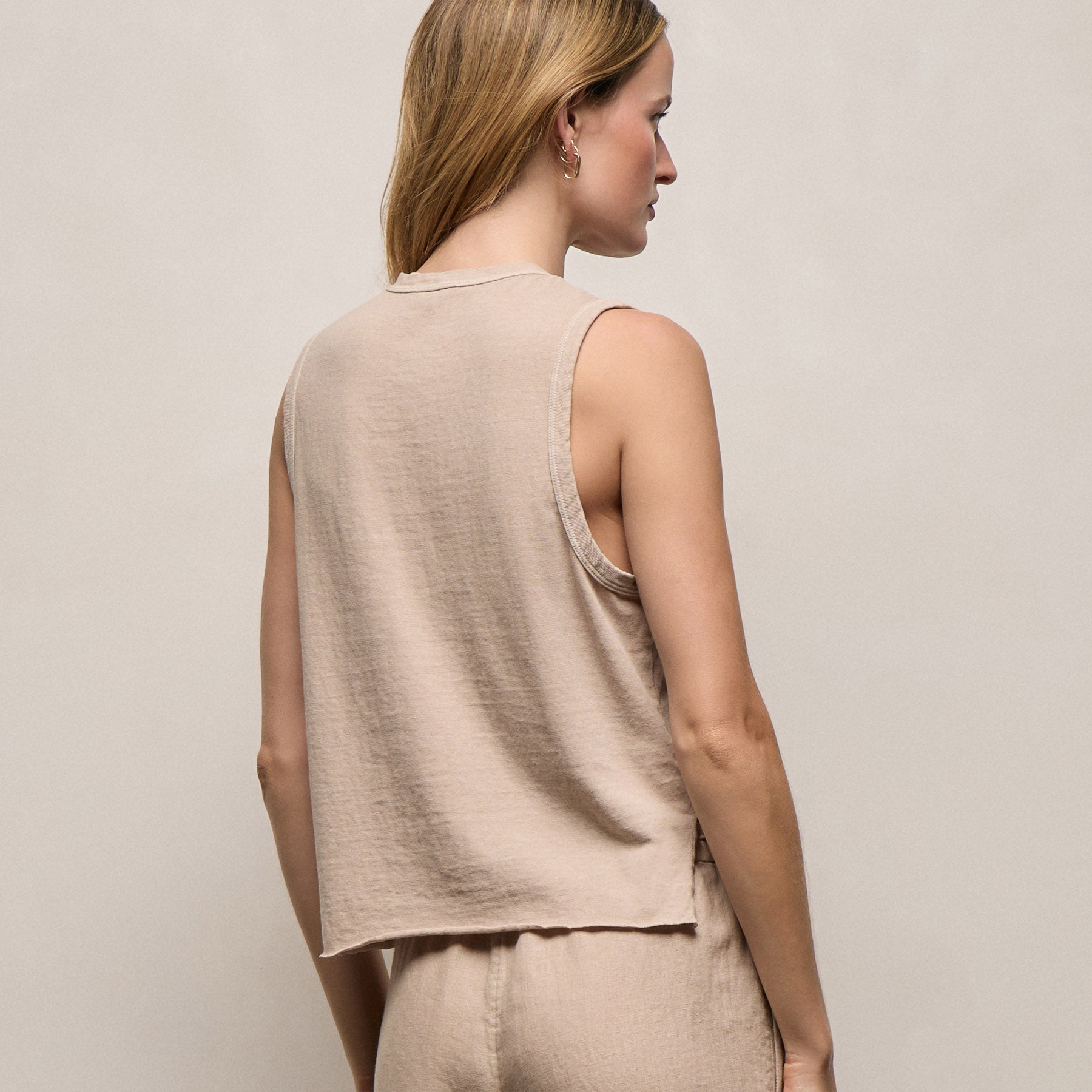 Slub Jersey Henley Tank - Stone Pigment