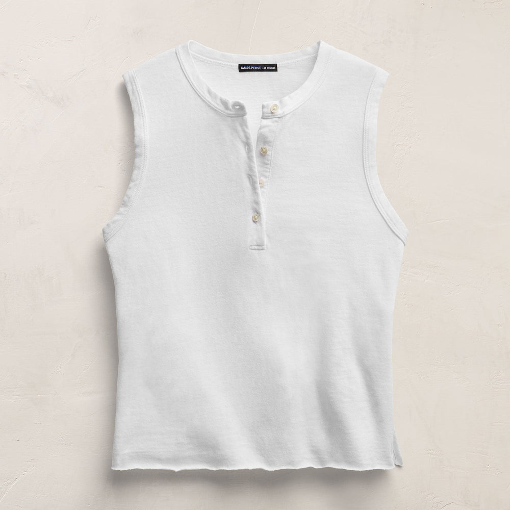 Slub Jersey Henley Tank in White | James Perse Los Angeles