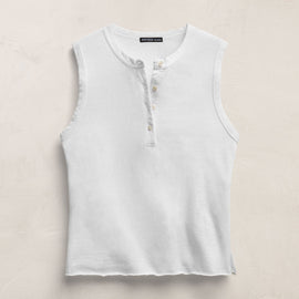 Slub Jersey Henley Tank in White | James Perse Los Angeles