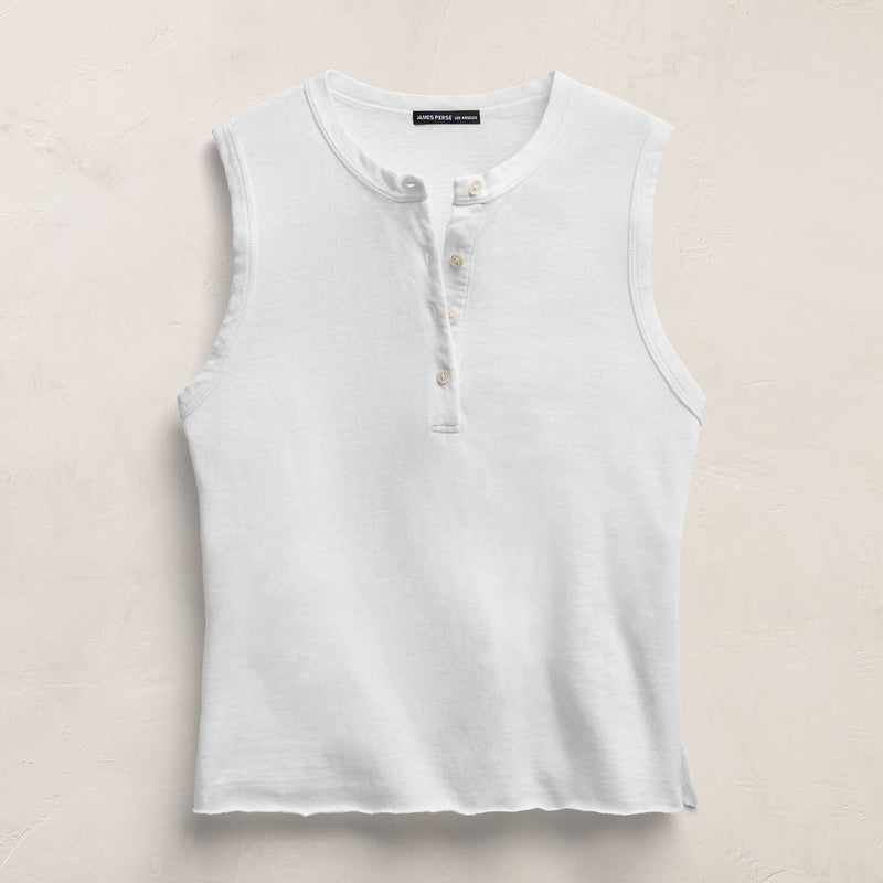 Slub Jersey Henley Tank in White | James Perse Los Angeles