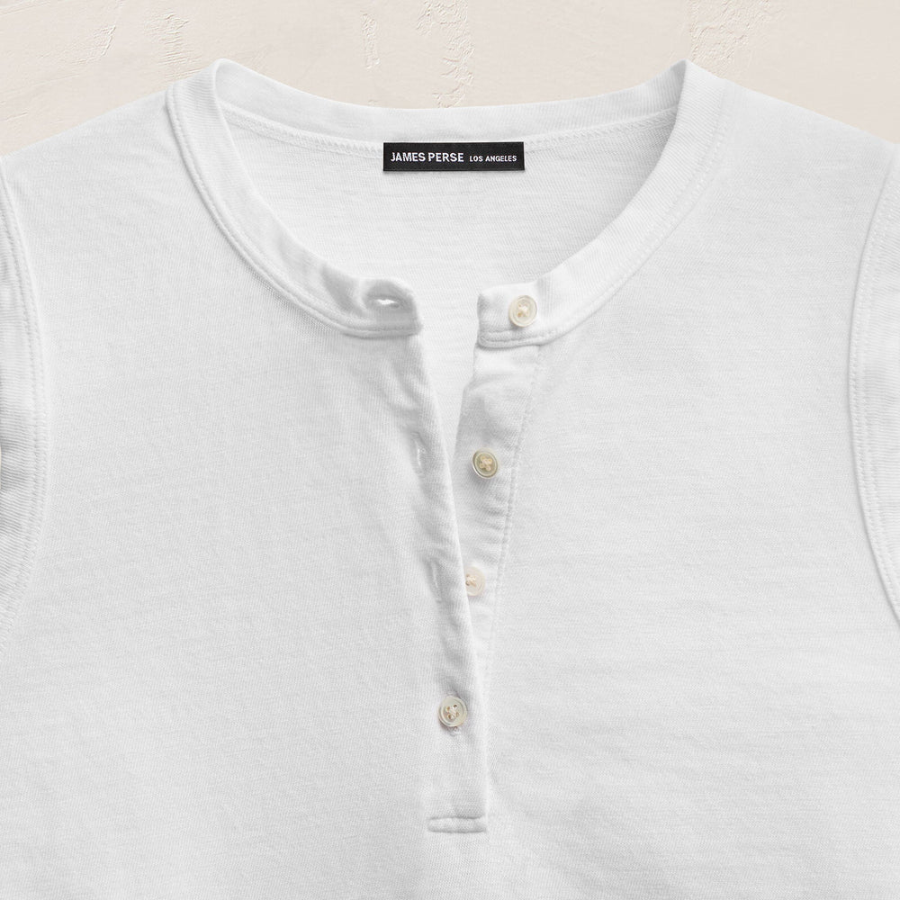 Slub Jersey Henley Tank in White | James Perse Los Angeles