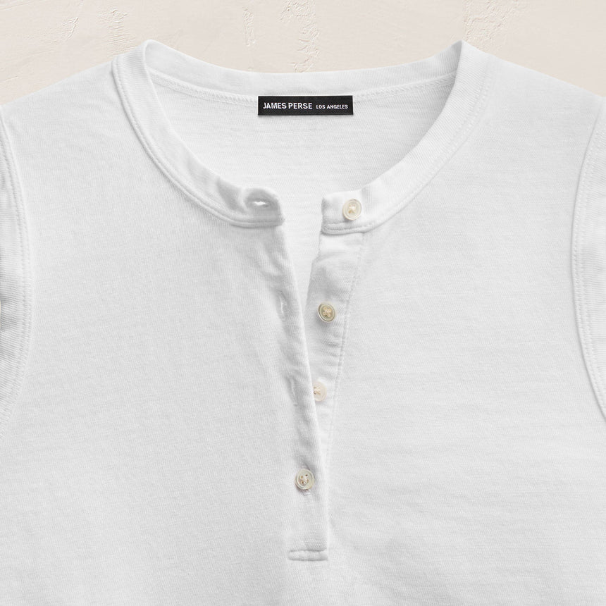 Slub Jersey Henley Tank in White | James Perse Los Angeles
