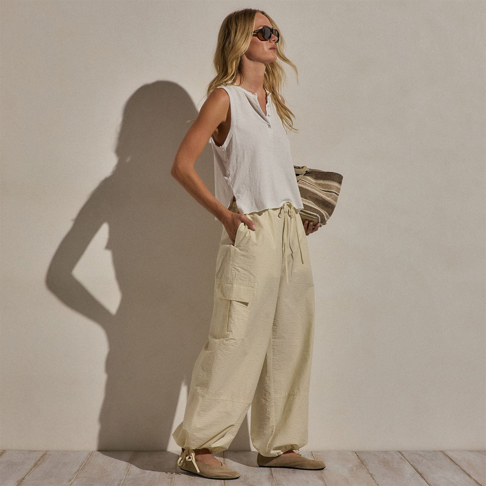 Slub Jersey Henley Tank in White | James Perse Los Angeles