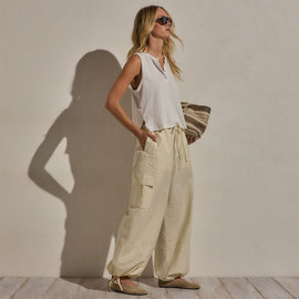 Slub Jersey Henley Tank in White | James Perse Los Angeles