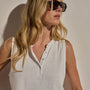 Slub Jersey Henley Tank in White | James Perse Los Angeles