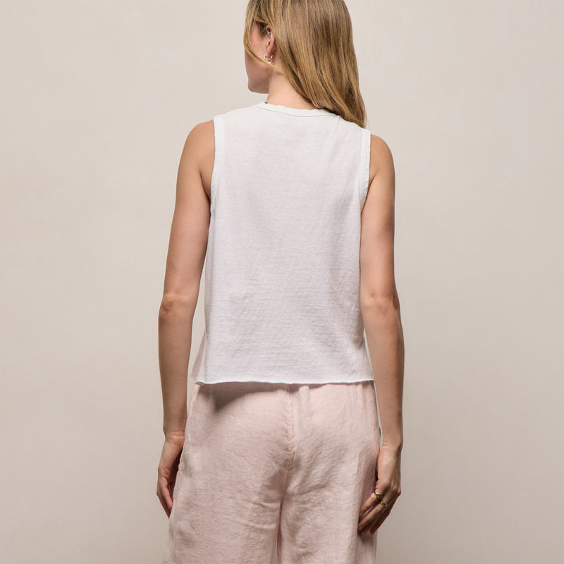 Slub Jersey Henley Tank - White